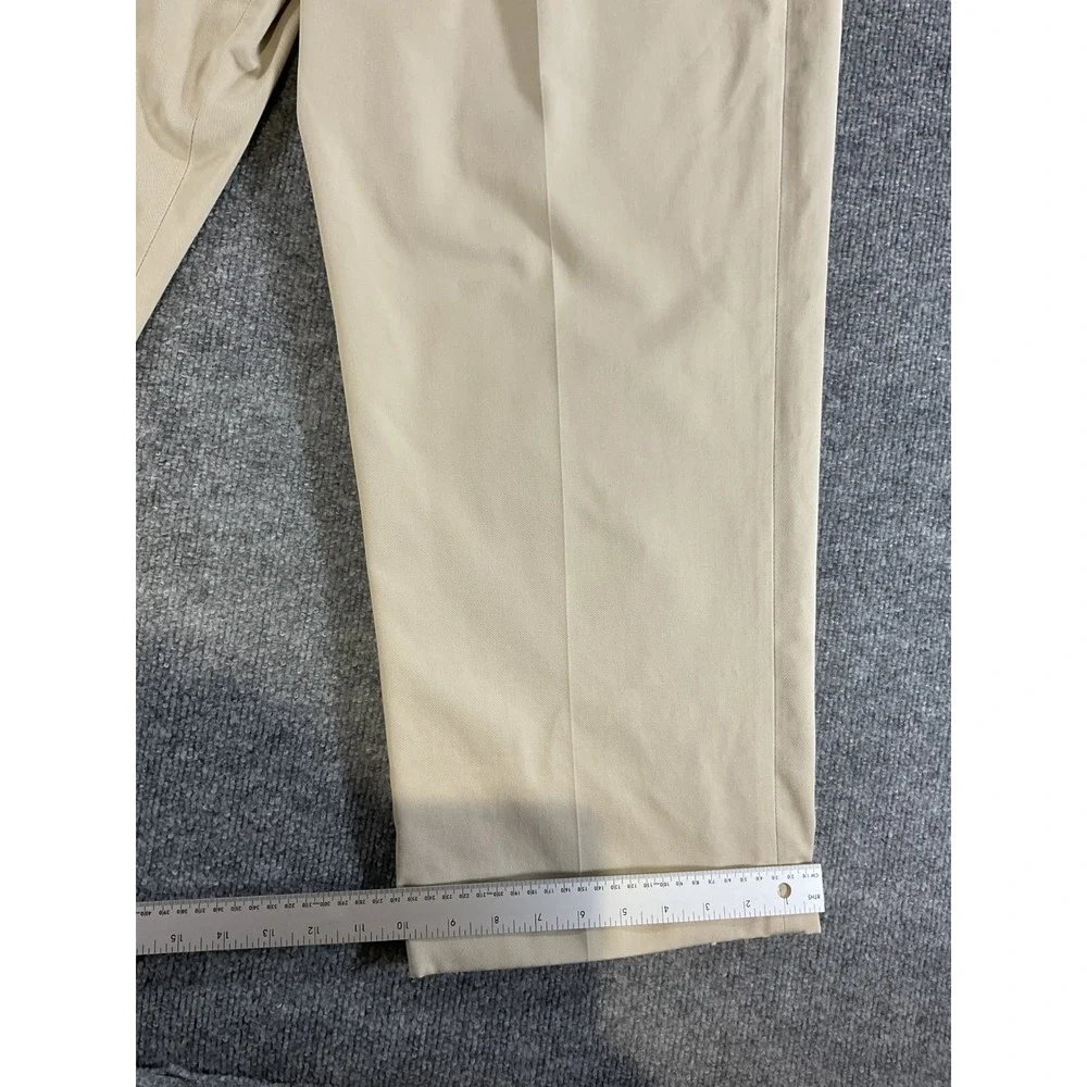 Eddie Bauer Khaki Pants Mens 40W Relaxed Fit Comfort Waist 100% Cotton Tan Casua